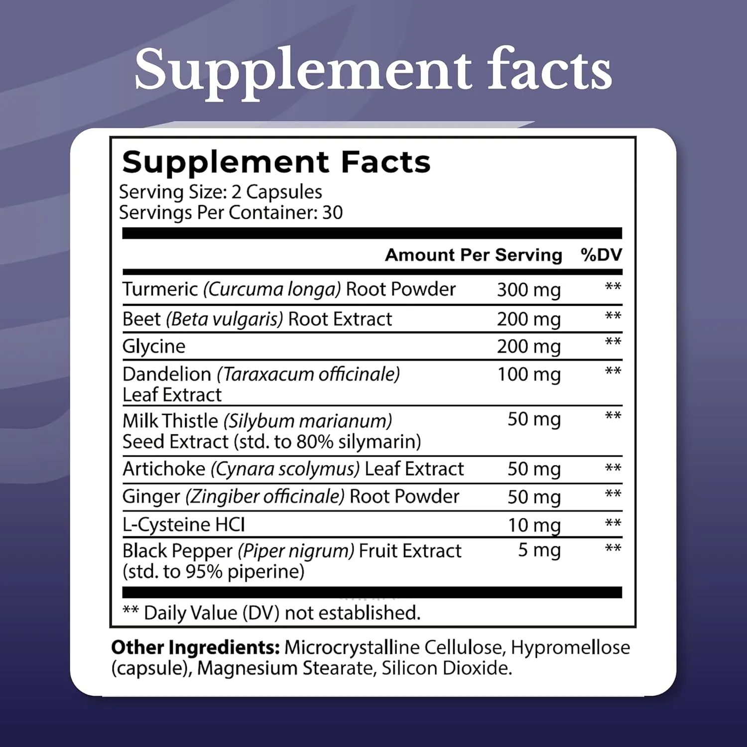 Liver Renew supplement facts label